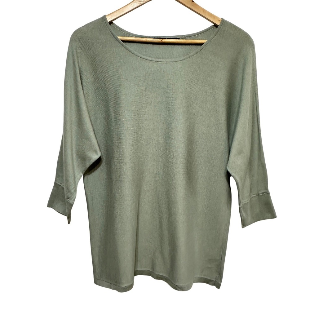Peruvian Connection Dolman Sweater Womens L Sage Green Pima Cotton Modal Knit